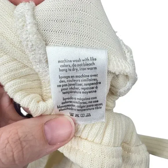 We Wore What NWT Tie Halter Bra Ribbed Ivory Cream Cropped Bandeau Top - Picture 14 of 14